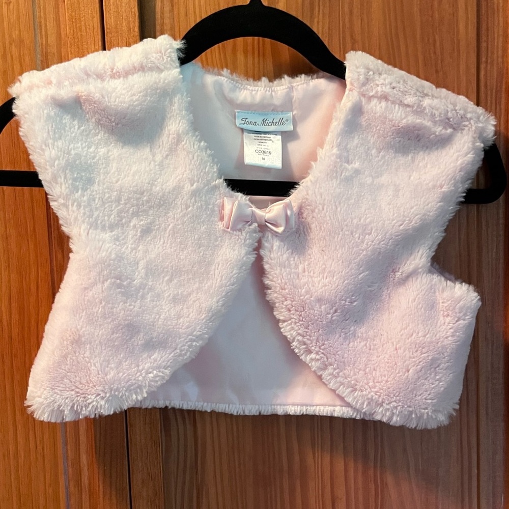Jona Michelle pink fur bolero shrug